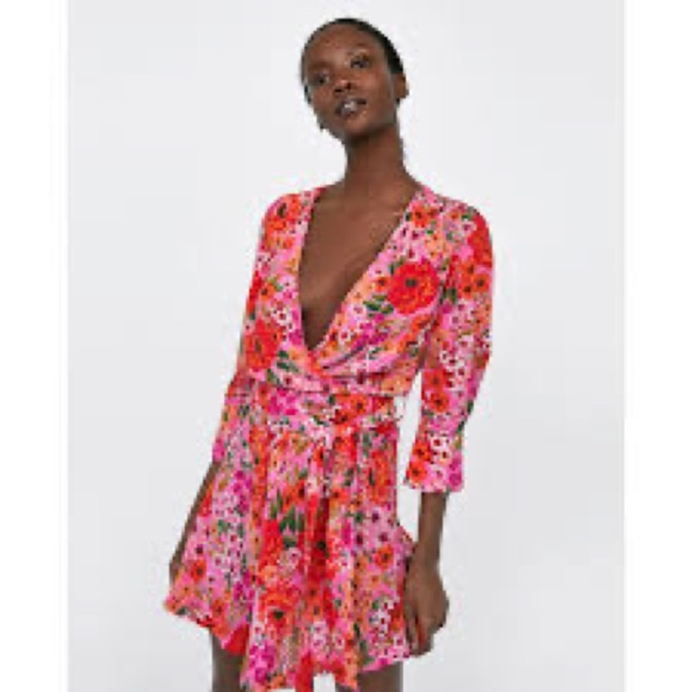 Pink Floral Zara Dress (XS)